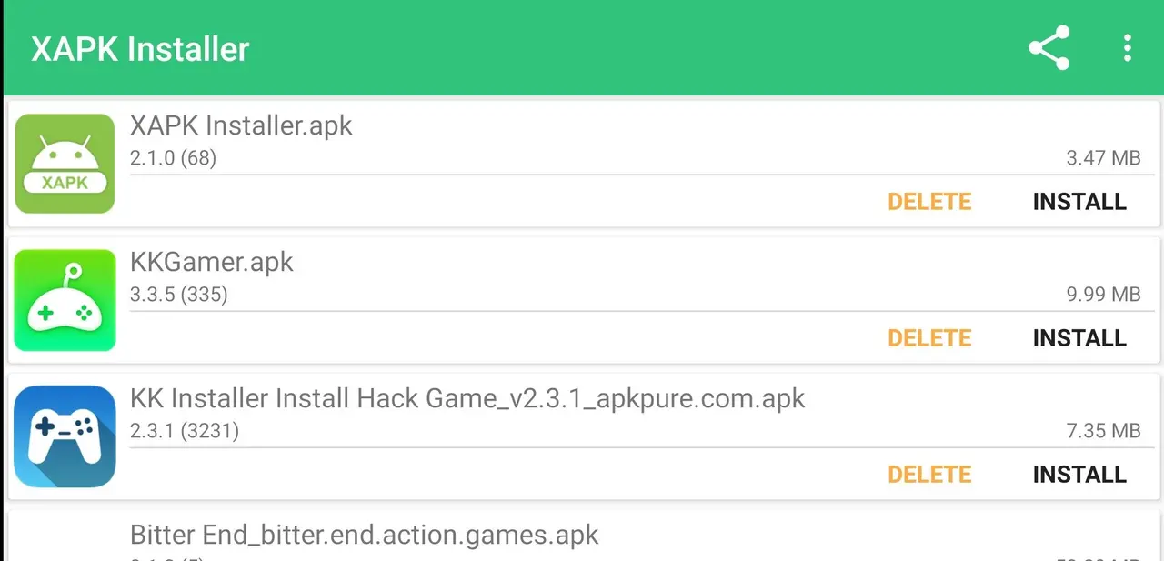 XAPK Installer MOD APK installation process on Android
