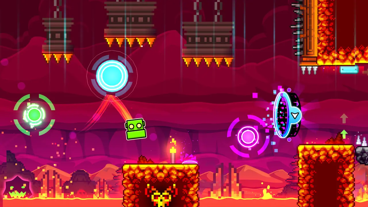 Gameplay Geometry Dash với nhịp điệu tốc độ cao
