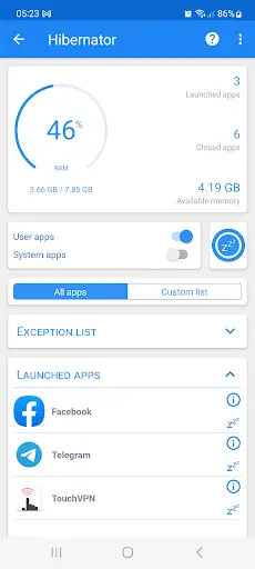 Hibernator MOD APK ảnh chụp màn hình 1