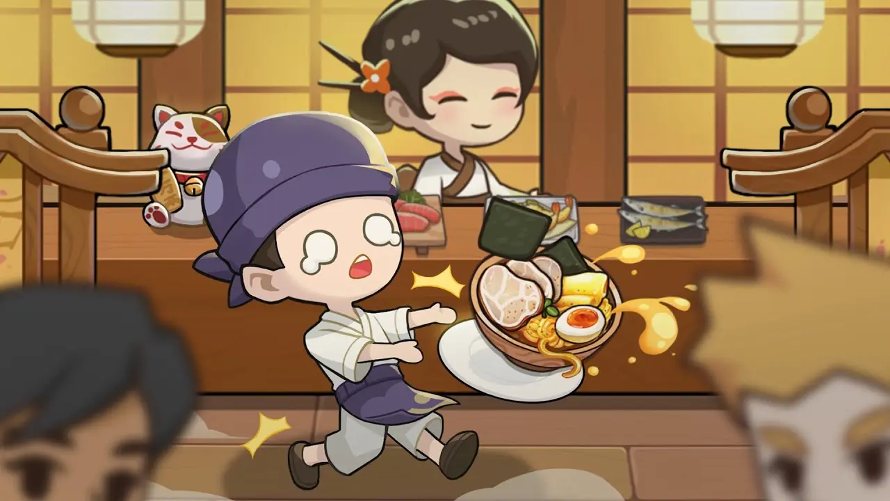 Staff serving customers in Dream Sushi Shop