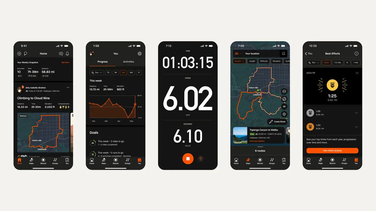 Strava running activity tracking interface