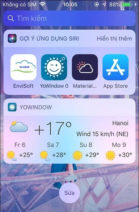 Widget YoWindow Weather APK trên màn hình Android