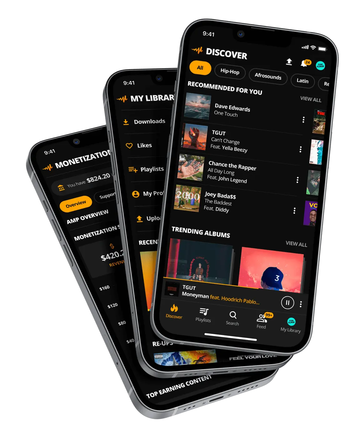 Giao diện ứng dụng Audiomack trên điện thoại