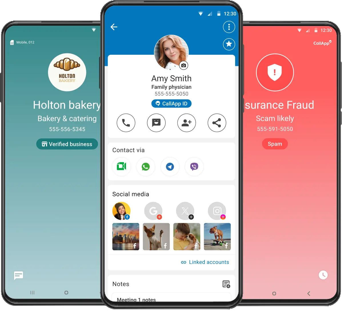 Giao diện chính của CallApp hiển thị danh bạ và cuộc gọi