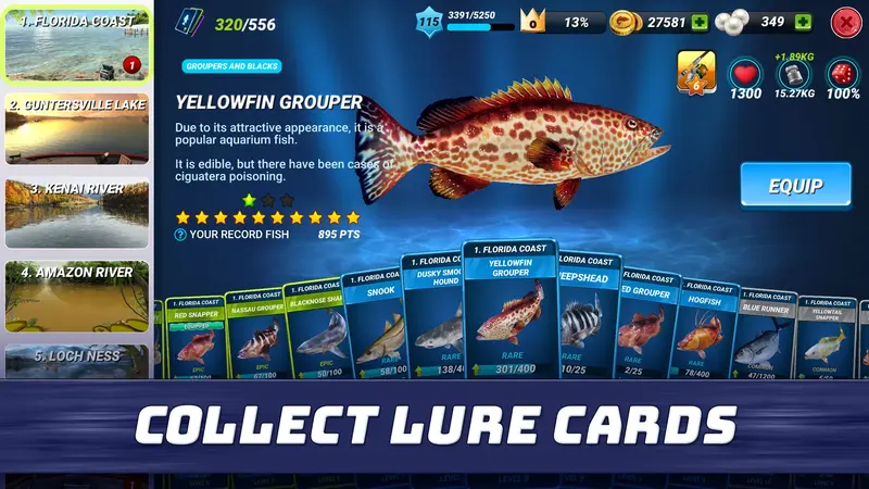 Different fish types in Fishing Clash