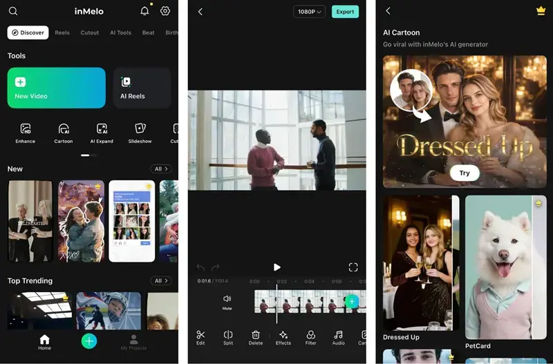 Giao diện chỉnh sửa video InMelo