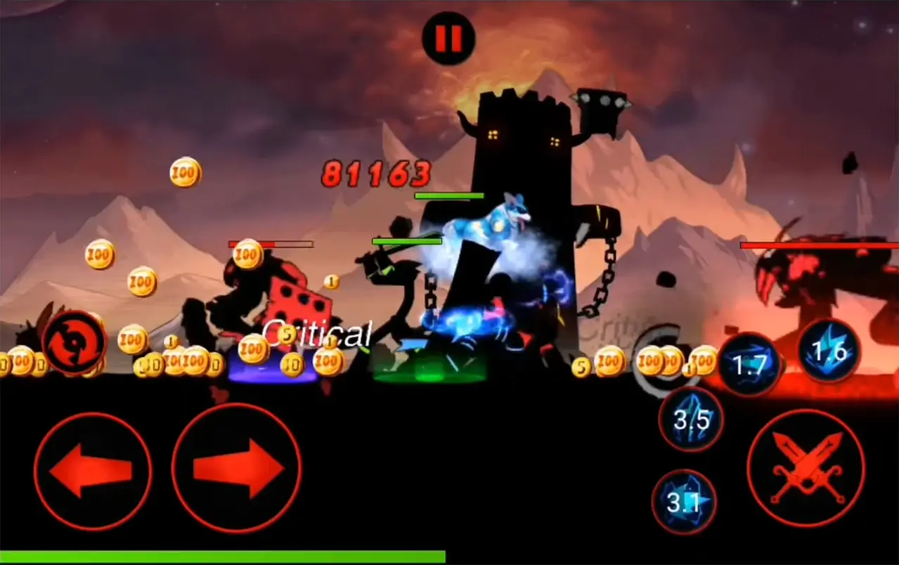 Gameplay chiến đấu trong League of Stickman