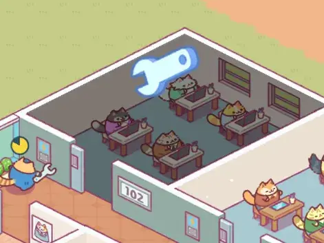 Cute cat staff in Office Cat game