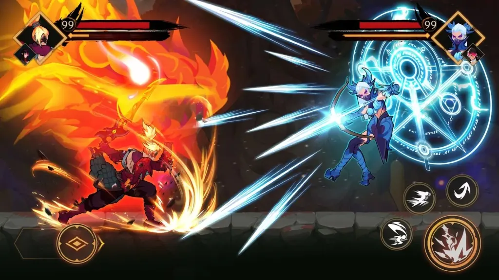 Gameplay chiến đấu trong Twins Legends of Ninja Hunter APK