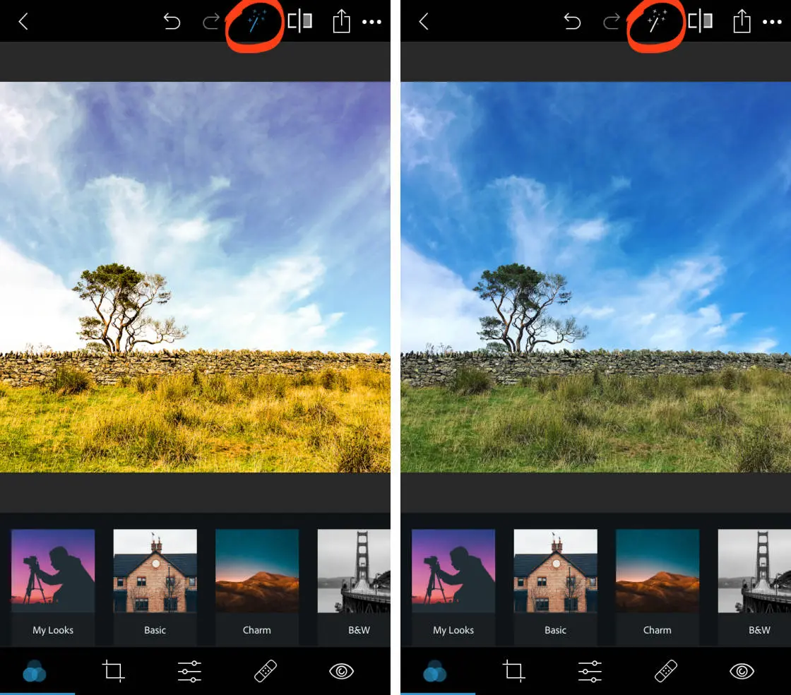 Before and After using Photoshop Express Premium Features