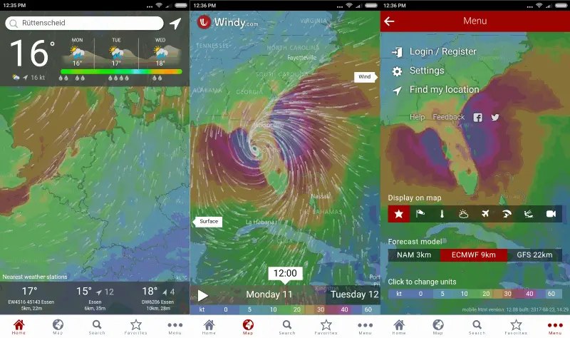 Giao diện Windy MOD APK