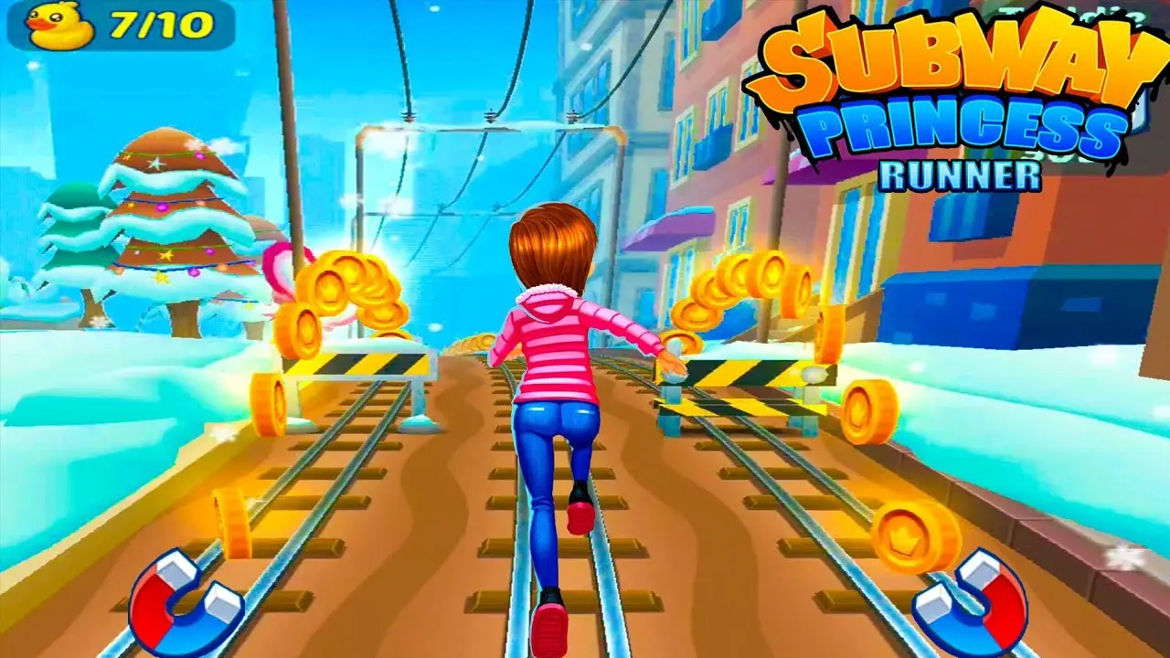 Railway tracks and obstacles in Subway Princess Runner